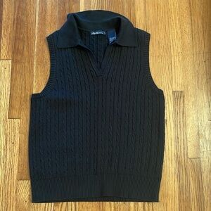 Bill Blass Vintage Black Cable Knit Sweater Vest Sz L